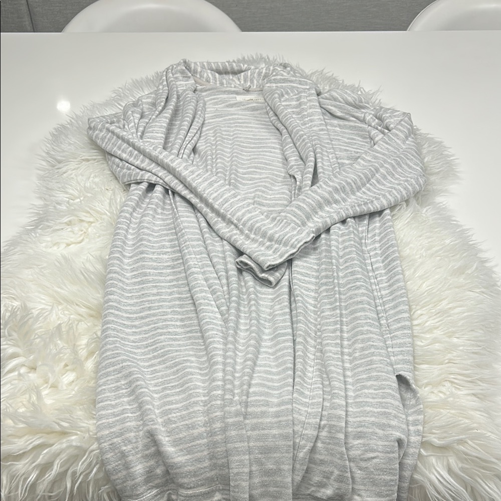 Loft Long Striped Gray Sweater Size Small